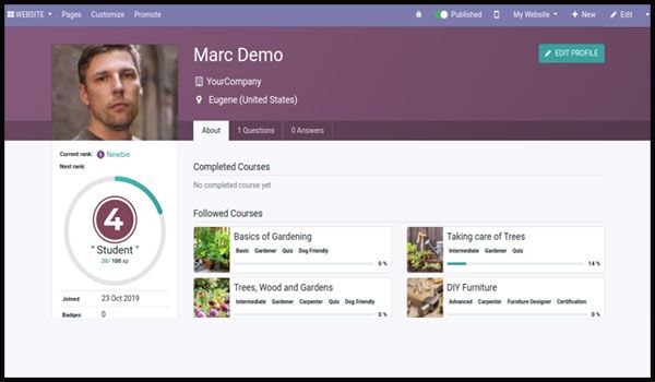 Website Profile Design in Odoo 13