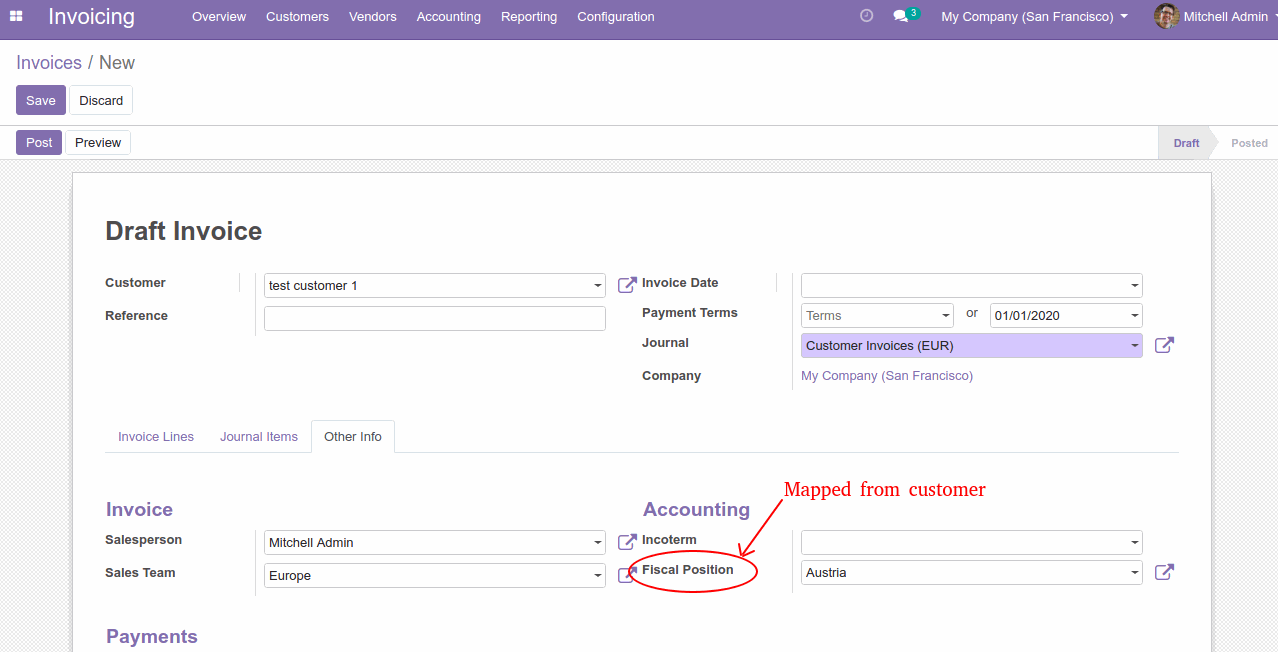 Apply Fiscal Positions in Odoo Accounting