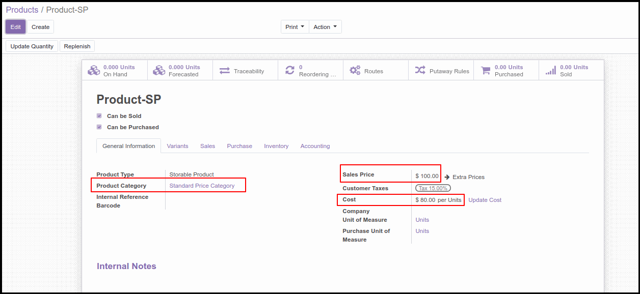 First Costing Method Option in Odoo: Standard Price