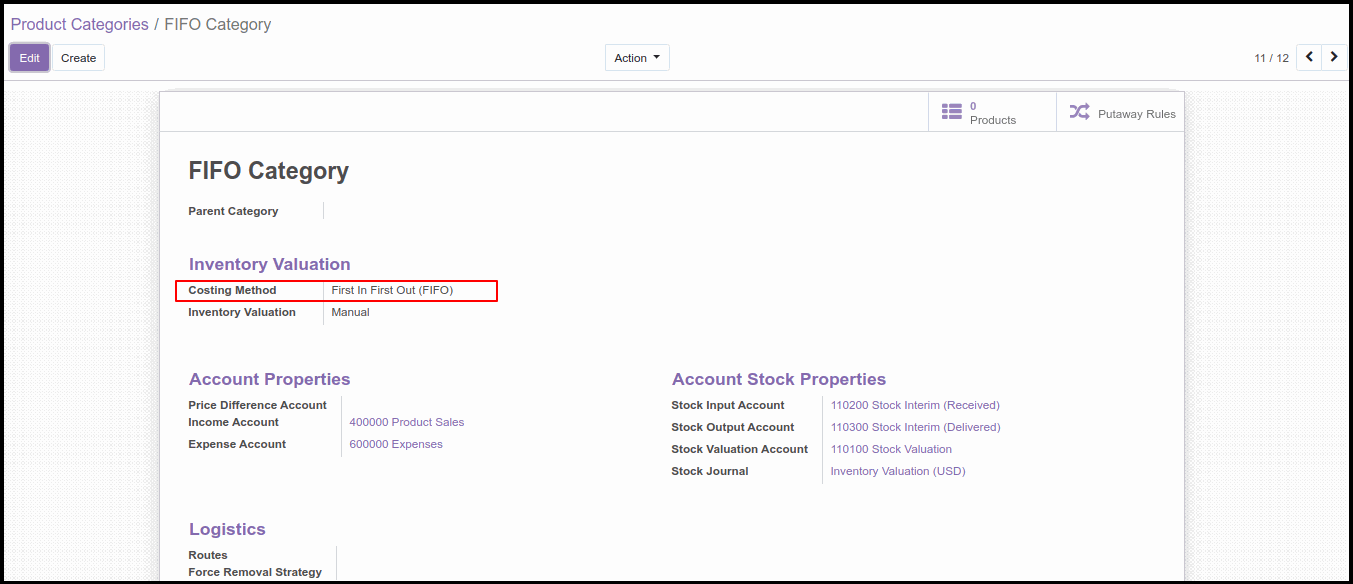 Second Costing Method Option in Odoo: FIFO