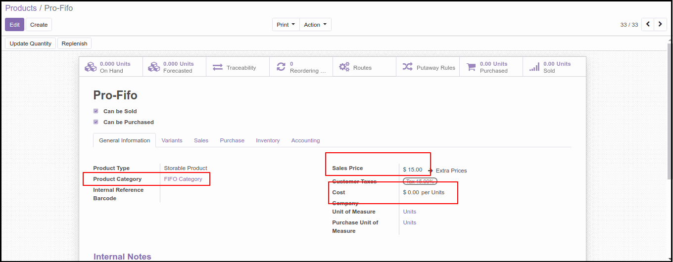 Costing Methods and Inventory Valuation in Odoo13 Second Costing Method Option in Odoo: FIFO