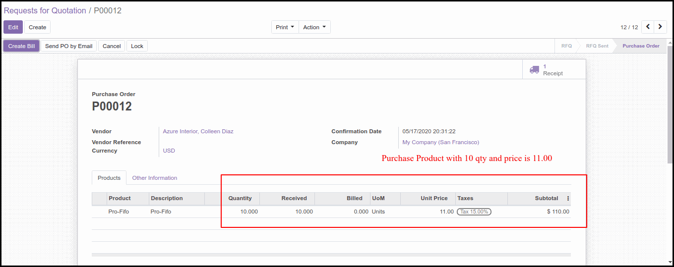 Costing Methods and Inventory Valuation in Odoo13 Second Costing Method Option in Odoo: FIFO