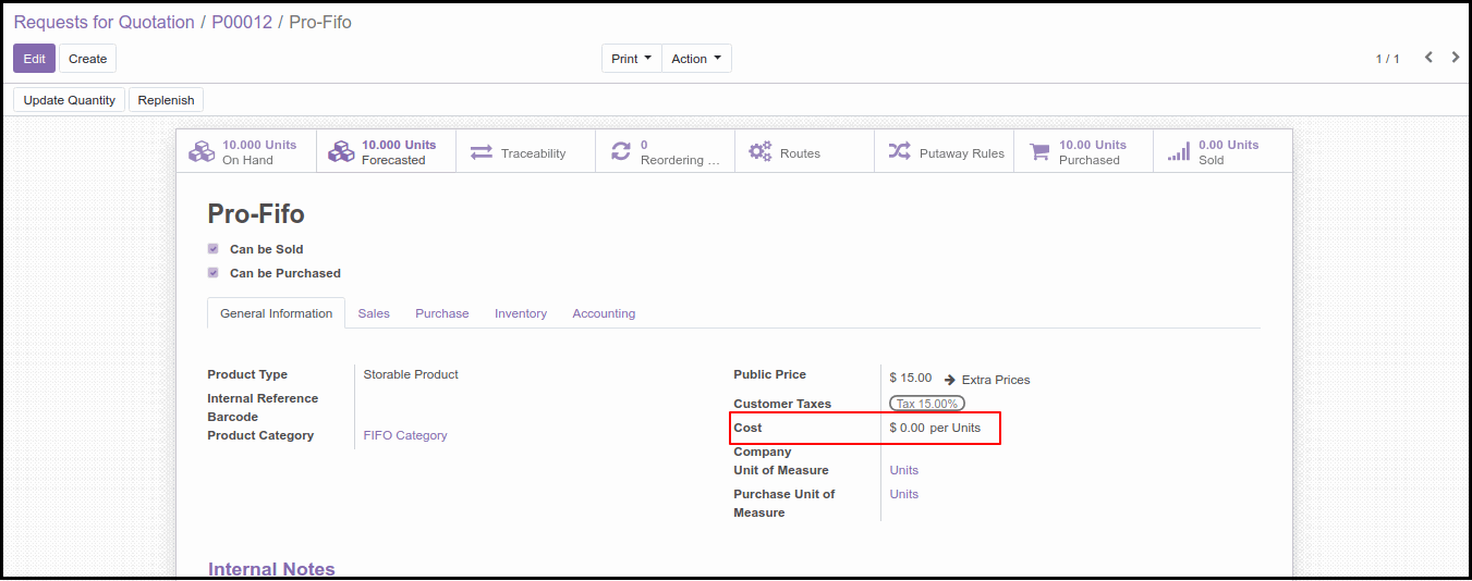 Costing Methods and Inventory Valuation in Odoo13 Second Costing Method Option in Odoo: FIFO