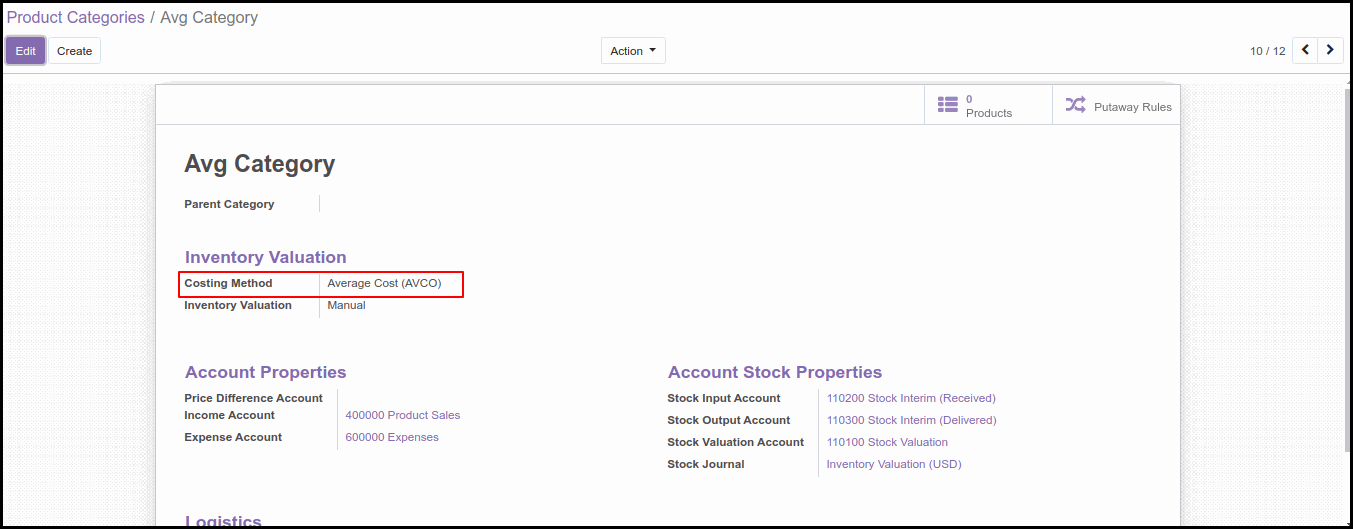Costing Methods and Inventory Valuation in Odoo13 Third Costing Method Option in Odoo: Average Price
