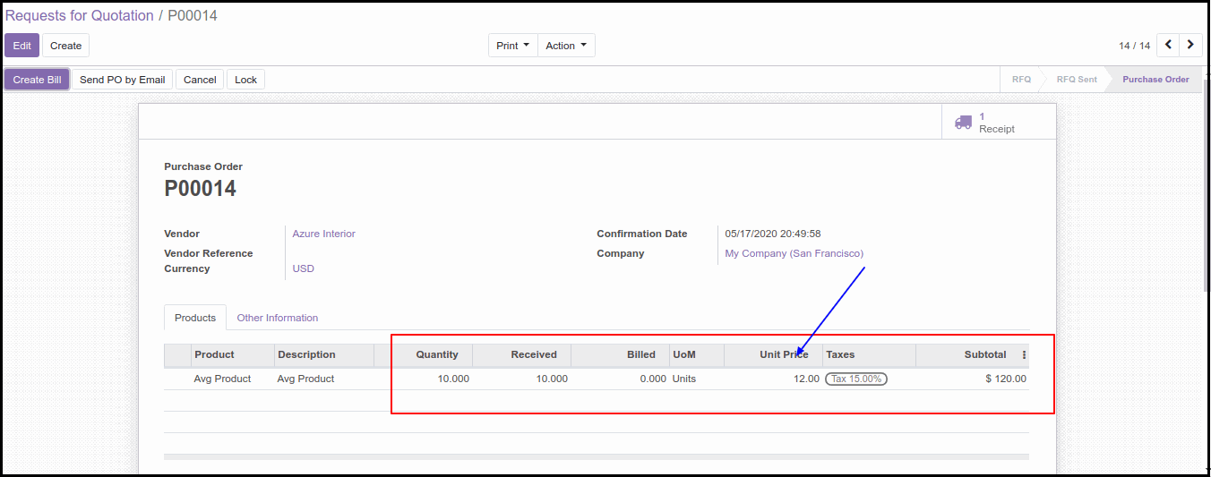 Costing Methods and Inventory Valuation in Odoo13 Third Costing Method Option in Odoo: Average Price