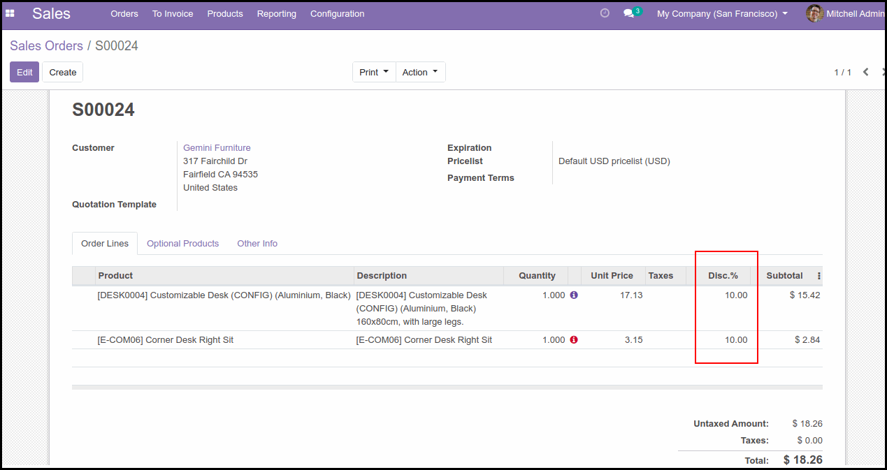 How to Configure Pricelists in Odoo Discount Percentage applied in Pricelist