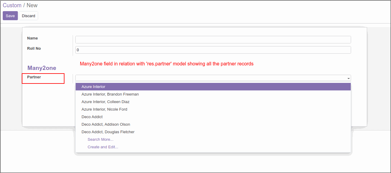 Many2one Relational Fields in Odoo