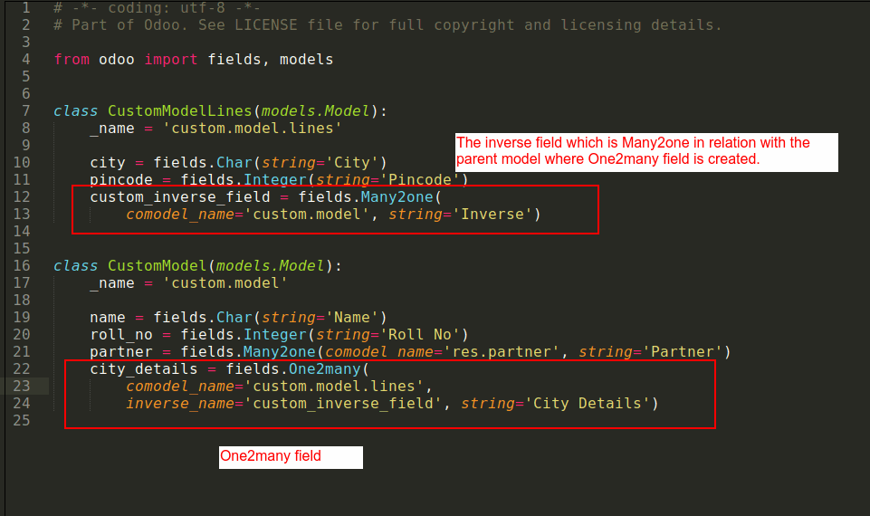 One2Many Relational Fields in Odoo