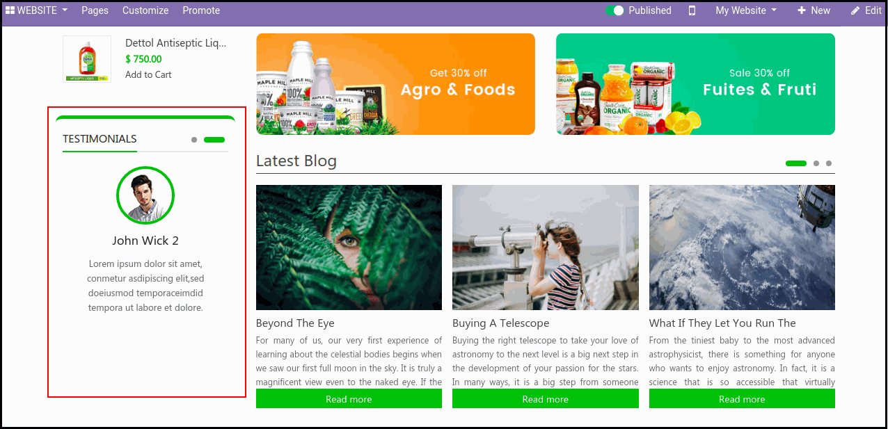 Best Odoo Theme For Grocery Store Odoo Grocery Theme for Ecommerce Store: Display Customer Testimonials