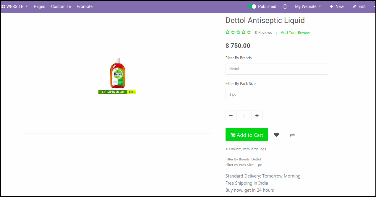 Odoo  Grocery Theme for Ecommerce Store: Detailed Product Description and add to compare Widget