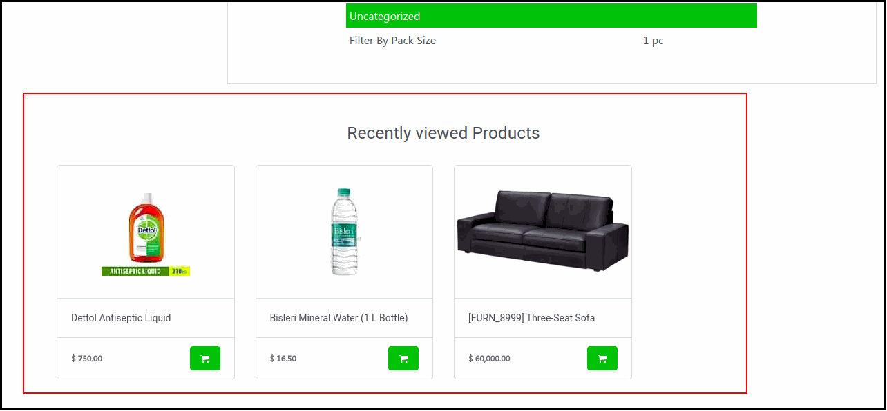 Odoo  Grocery Theme for Ecommerce Store: Recently Viewed Products