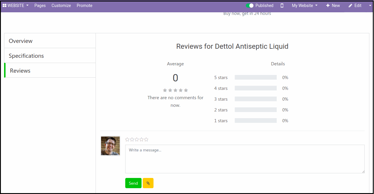 Odoo  Grocery Theme for Ecommerce Store: Display Product Reviews