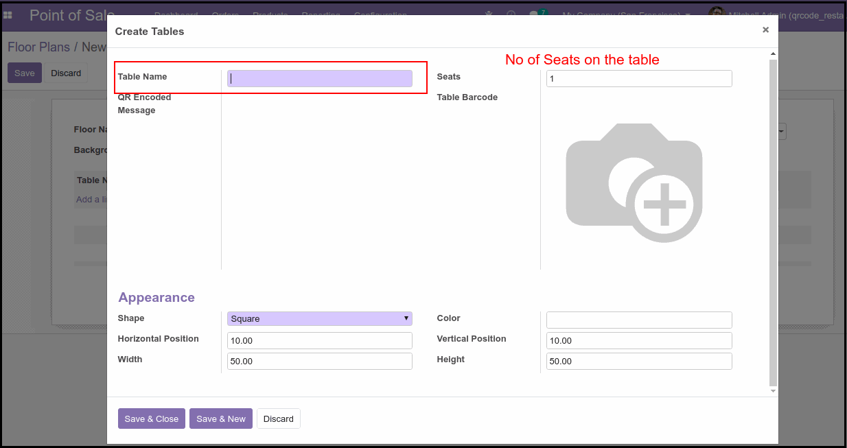 After Configure POS Table Order QR Code Module : Setup the Restaurant and Tables