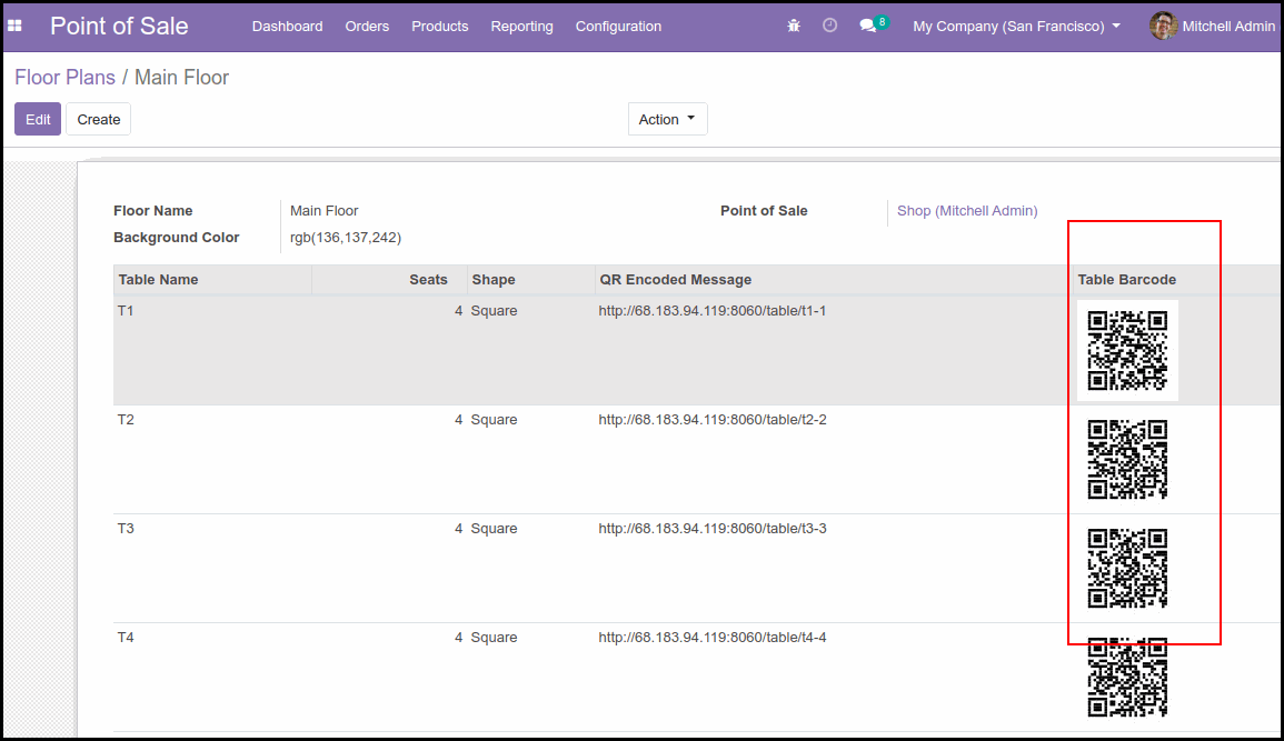 POS Table Order QR Code: Odoo Module After Configure POS Table Order QR Code Module : Setup the Restaurant and Tables