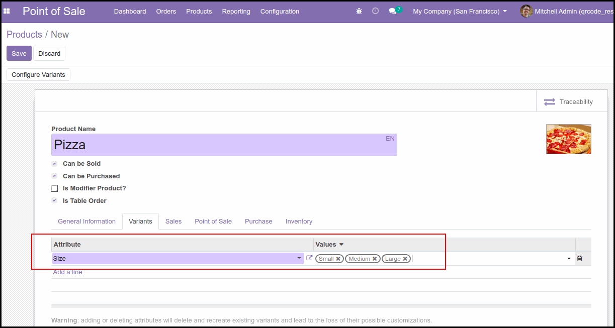 POS Table Order QR Code: Odoo Module After Configure POS Table Order QR Code Module : Table Order Products