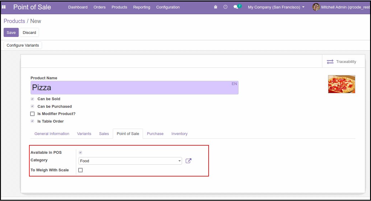 POS Table Order QR Code: Odoo Module After Configure POS Table Order QR Code Module : Table Order Products