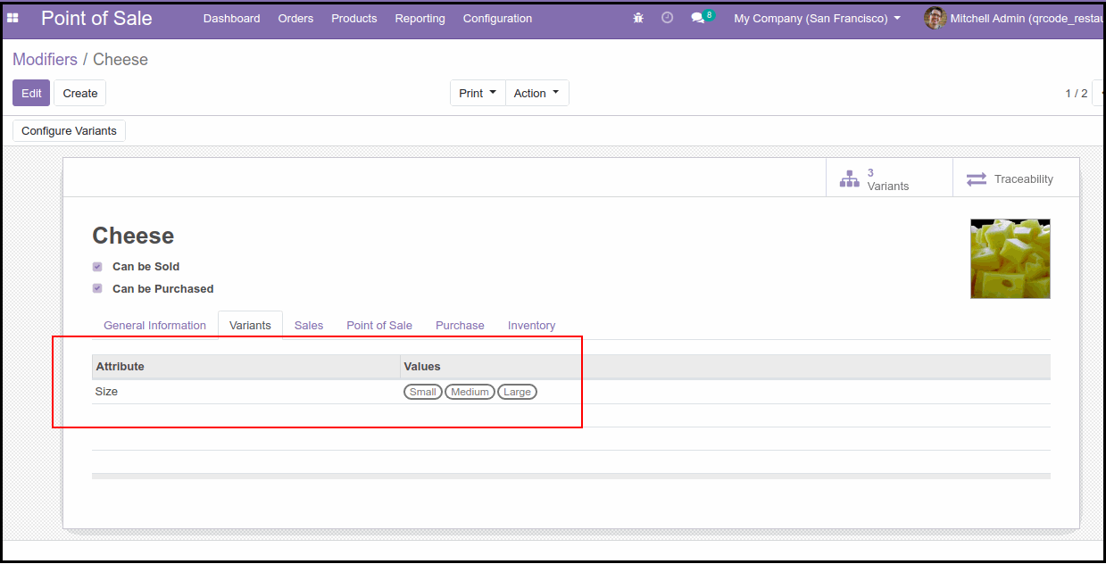 POS Table Order QR Code: Odoo Module After Configure POS Table Order QR Code Module : Product Modifiers