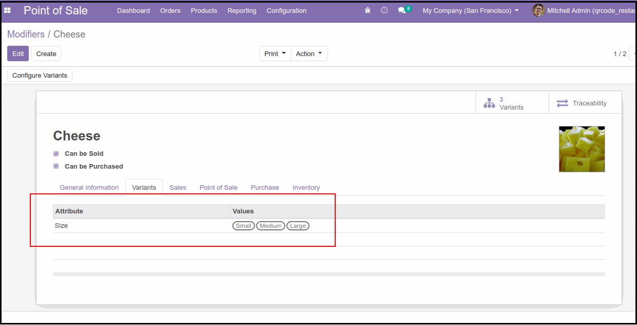 After Configure POS Table Order QR Code Module : Product Modifiers