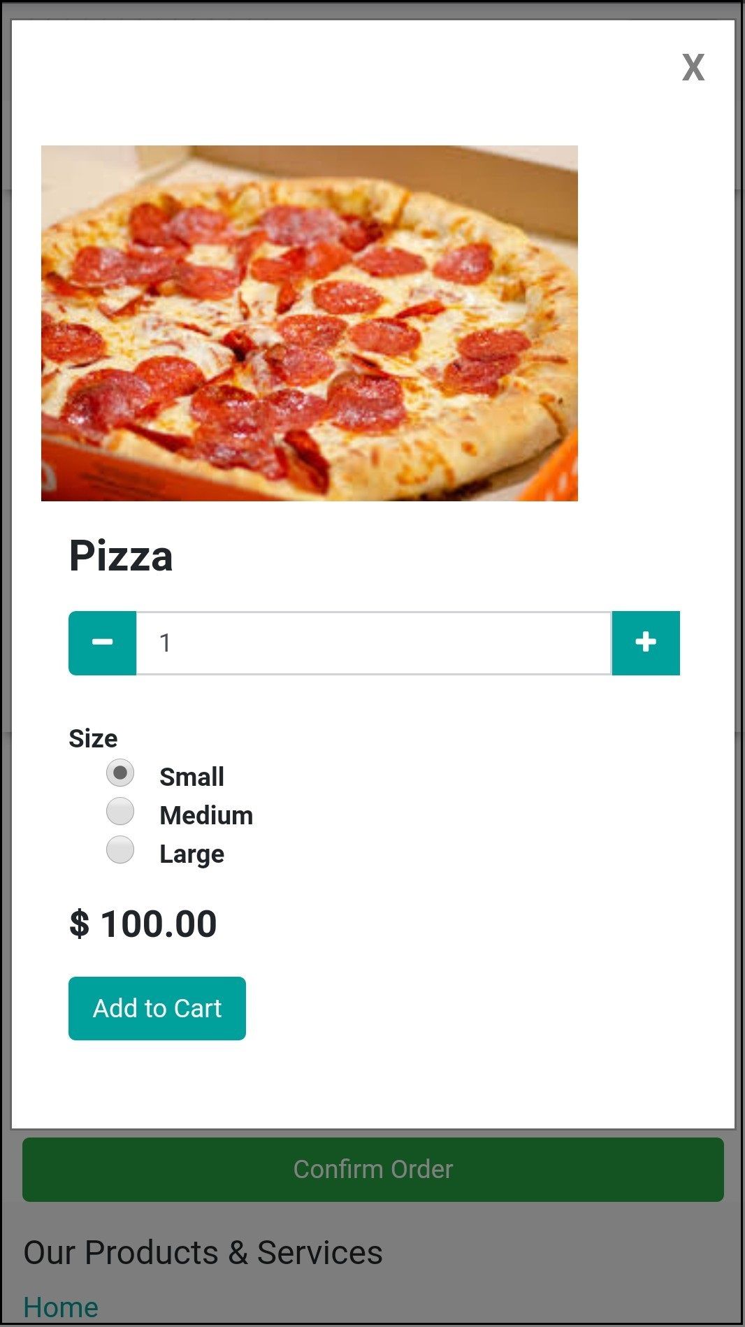 Example: Let us Add Pizza to the Order