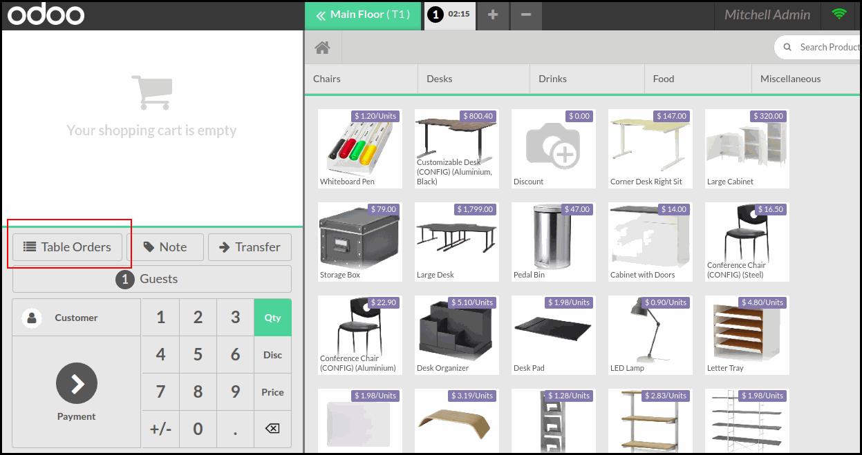 POS Table Order QR Code: Odoo Module Select the Table in POS and click on Table Orders Tab