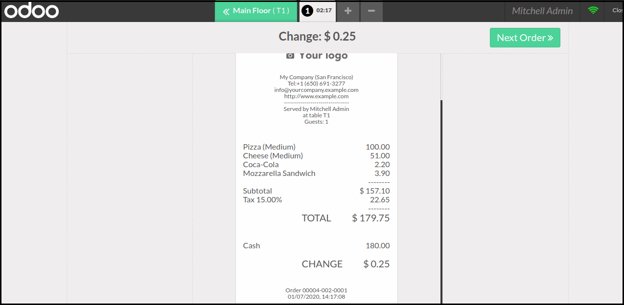 POS Table Order QR Code: Odoo Module After Payment Done, Receipt will be Generated