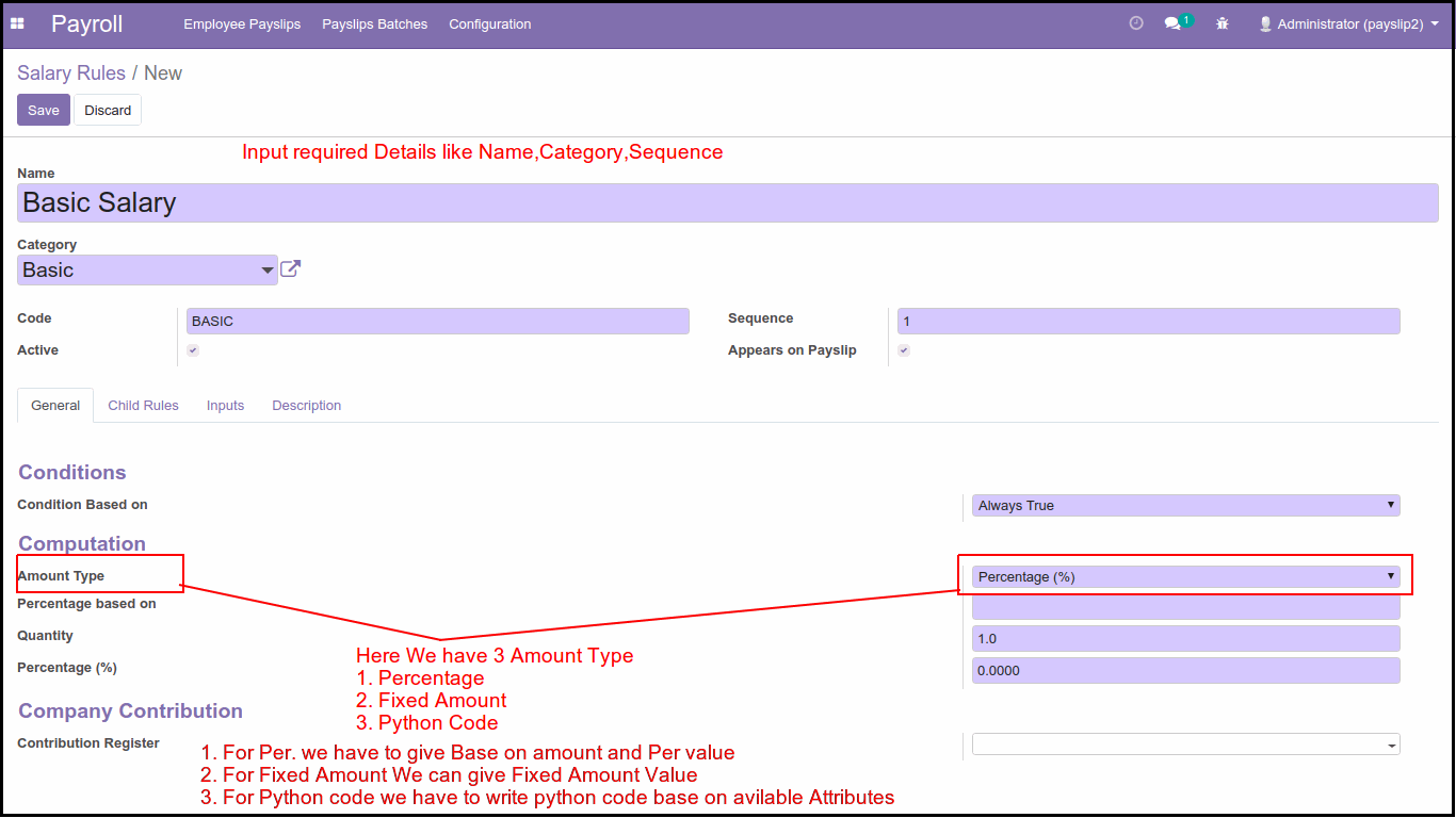 How To Configure Advance Salary Rules In Odoo Create Salary Rules from Config Menu of HR Payroll Apps