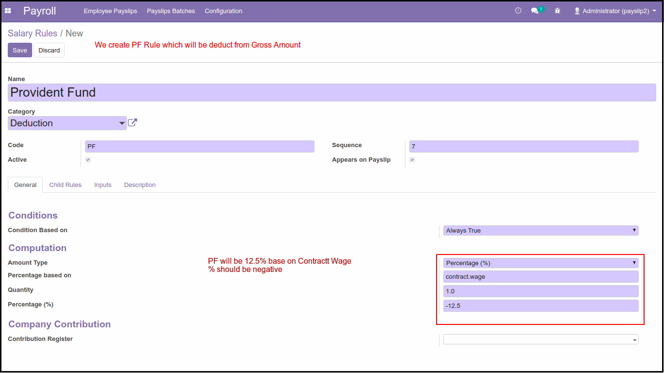 How To Configure Advance Salary Rules In Odoo Create Salary Rules from Config Menu of HR Payroll Apps: Gross Rule