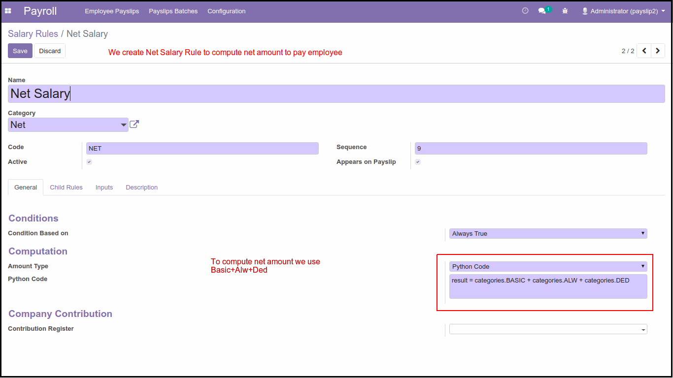 How To Configure Advance Salary Rules In Odoo Create Salary Rules from Config Menu of HR Payroll Apps: Professional Tax Rule