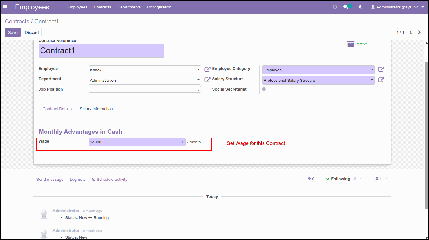 How To Configure Advance Salary Rules In Odoo Create New Contract of Employee in Odoo