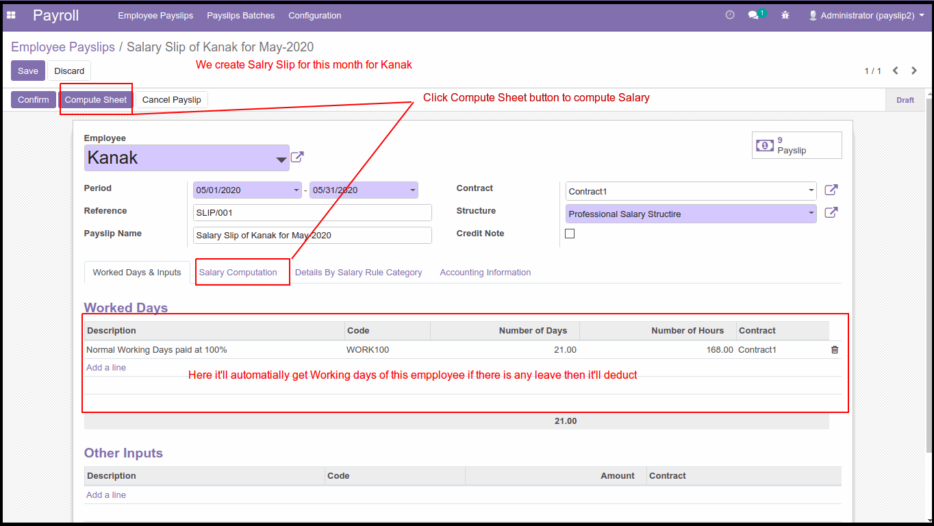 How To Configure Advance Salary Rules In Odoo Set Wage in Contract in Salary Information Tab