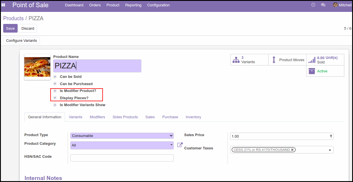 Odoo POS Pizza Modifiers Module How Odoo POS Pizza Modifiers Module Works