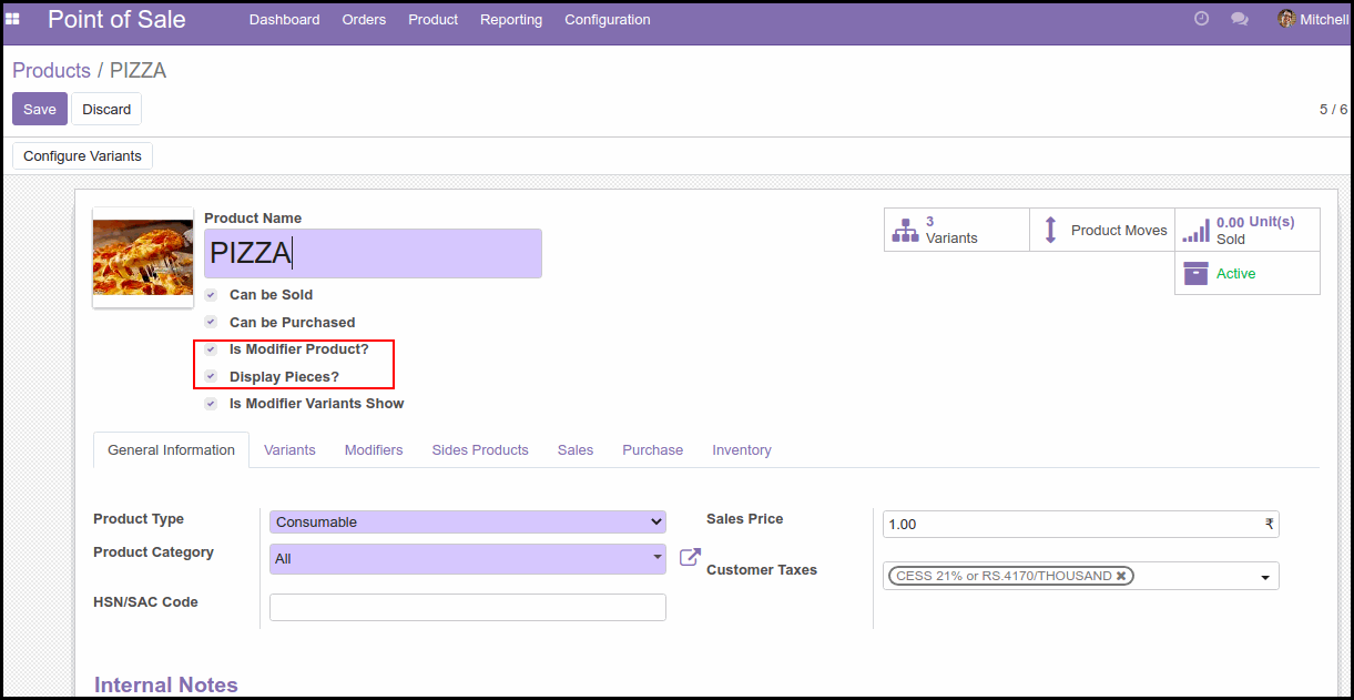 How Odoo POS Pizza Modifiers Module Works