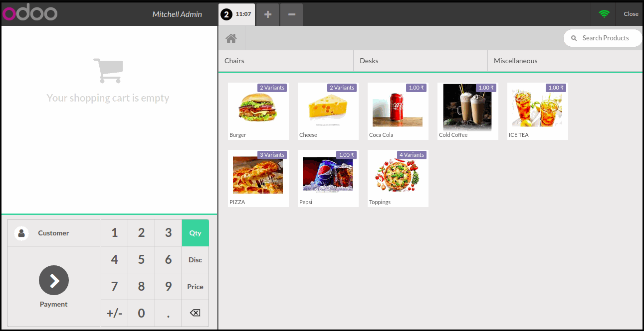 Odoo POS Pizza Modifiers Module How Odoo POS Pizza Modifiers Module Works : POS Session