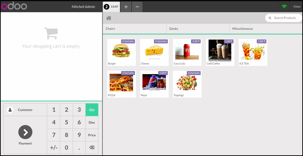 How Odoo POS Pizza Modifiers Module Works : POS Session