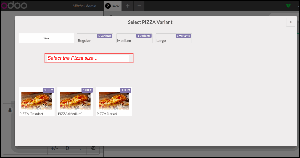 Odoo POS Pizza Modifiers Module How Odoo POS Pizza Modifiers Module Works : POS Session