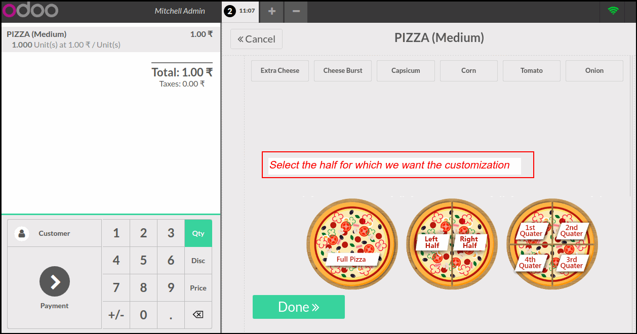 How Odoo POS Pizza Modifiers Module Works : POS Session