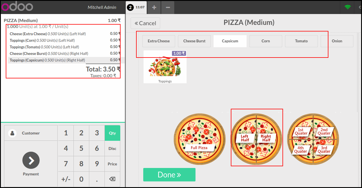 How Odoo POS Pizza Modifiers Module Works : POS Session