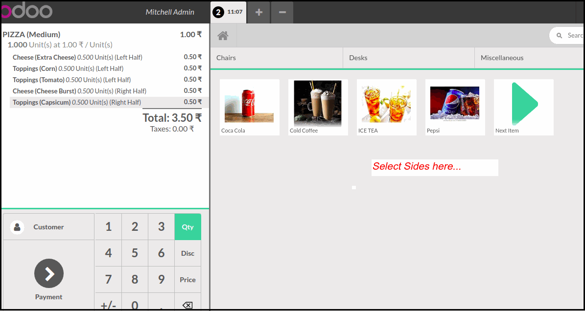 Odoo POS Pizza Modifiers Module How Odoo POS Pizza Modifiers Module Works : POS Session