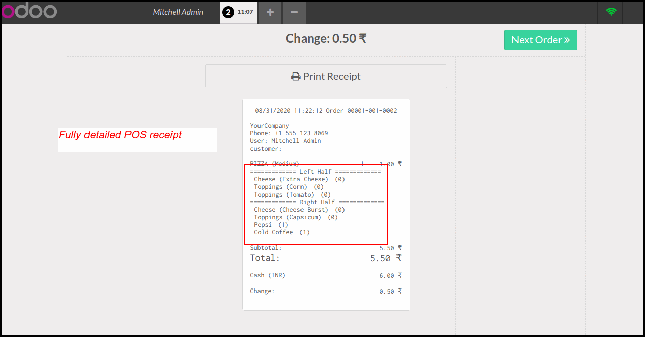 Odoo POS Pizza Modifiers Module How Odoo POS Pizza Modifiers Module Works : POS Session