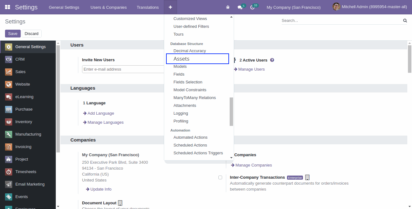 Odoo 15 Expected Features (Roadmap) Assets Menu