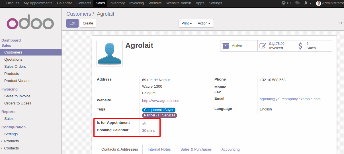 Book Team Partner/Member In Odoo - Configuration