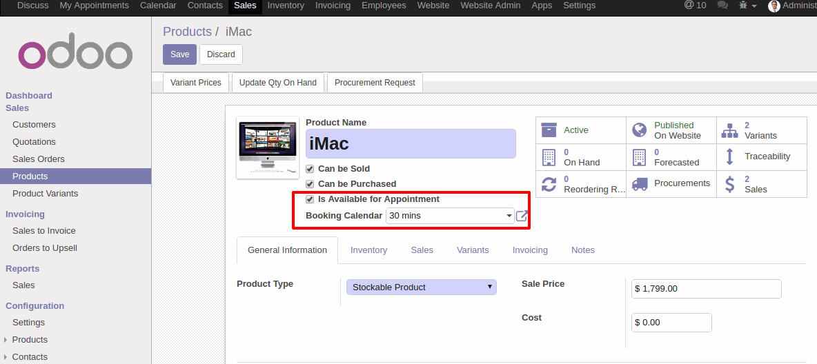 Book Service In Odoo - Step by Step Process