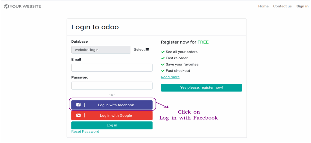 How To Login With Social Signon In Odoo ( Google/Facebook ) Sign in with Facebook : Step by Step Process