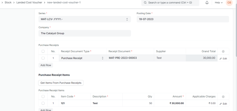 Manage Landed Cost in ERPNext Supplier and Grand Total - Landed Cost