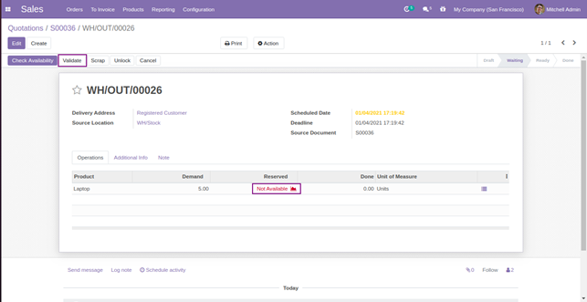 Reordering Rules Configuration in Odoo: Delivery Order