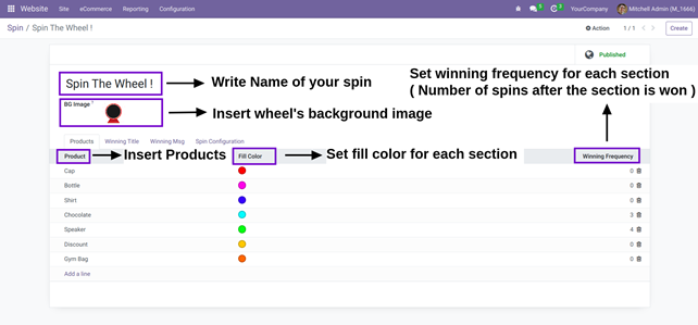 Configuration of Spin and Win Odoo App