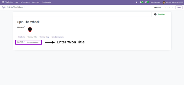 Configuration of Spin and Win Odoo App