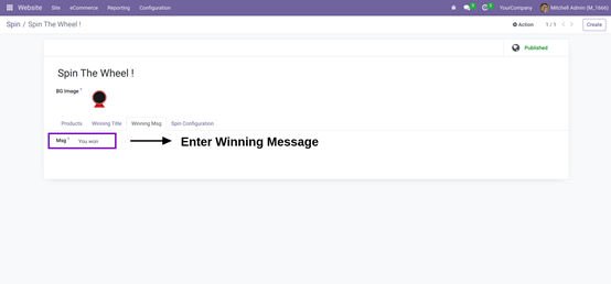 Configuration of Spin and Win Odoo App