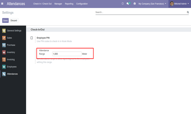 Configuration of Geolocation Attendance Odoo App