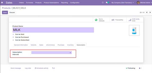Setting up a Subscription in a Product